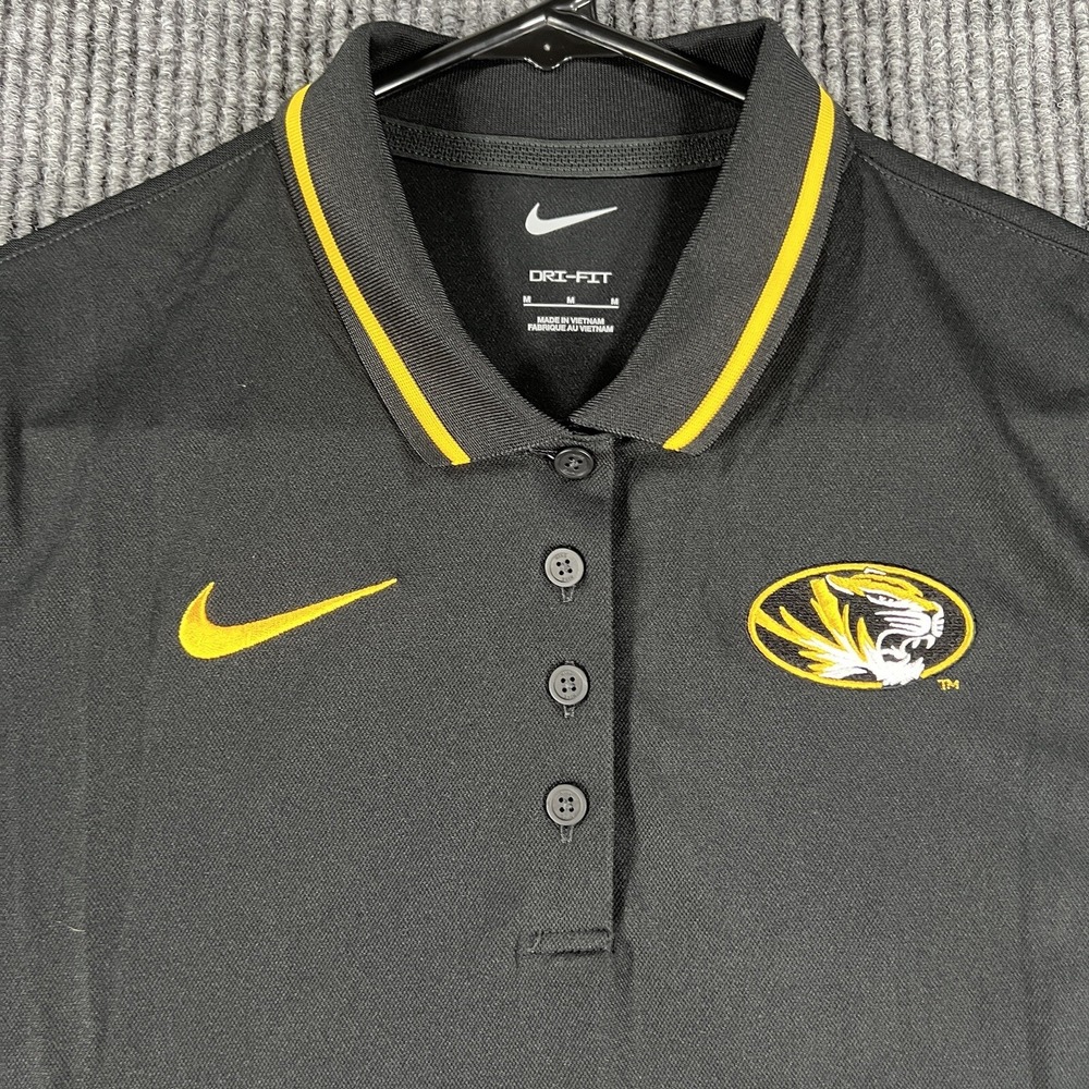 Missouri Tigers Polo Shirt Womens Medium Black Short Sleeve Mizzou Athletic